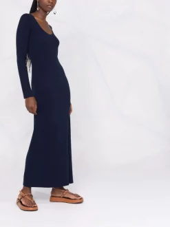12 STOREEZ Dark Blue Robe Nervurée à Fente Femme -12 STOREEZ Soldes Magasin 16837824 33601259 600
