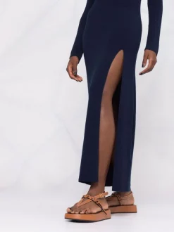 12 STOREEZ Dark Blue Robe Nervurée à Fente Femme -12 STOREEZ Soldes Magasin 16837824 33602727 600