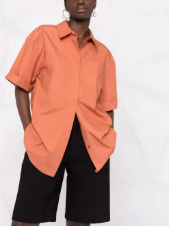 12 STOREEZ Chemise à Boutonnière Sur Le Devant TERRACOTTA -12 STOREEZ Soldes Magasin 16837825 33604187 600