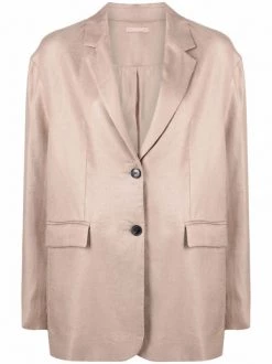 ( Positively Conscious ) 12 STOREEZ COFFEE Blazer En Lin à Coupe Oversize Femme