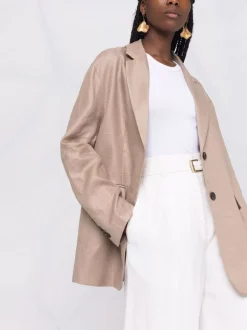 ( Positively Conscious ) 12 STOREEZ COFFEE Blazer En Lin à Coupe Oversize Femme -12 STOREEZ Soldes Magasin 16837827 33603201 600