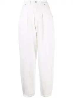 12 STOREEZ Ecru Jean à Taille Haute Femme