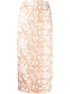 12 STOREEZ Jupe Crayon à Fleurs BEIGE