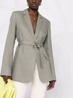 ( Positively Conscious ) 12 STOREEZ Blazer Ceinturé En Lin Femme -12 STOREEZ Soldes Magasin 16839316 33603148 600