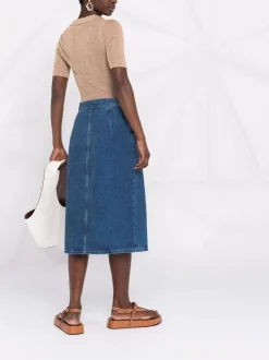 12 STOREEZ Jupe En Jean à Fente Devant Femme -12 STOREEZ Soldes Magasin 16839318 33667080 600