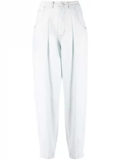 12 STOREEZ LIGHT BLUE Jean Boyfriend à Taille Haute Femme