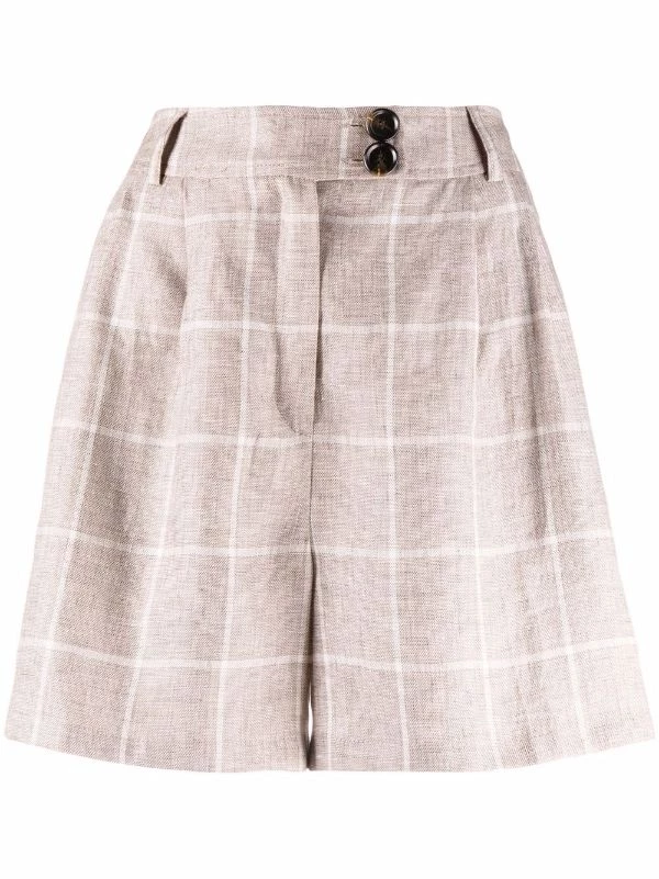 ( Positively Conscious ) 12 STOREEZ Short En Lin à Carreaux Femme 1 ( Positively Conscious ) 12 STOREEZ Short En Lin à Carreaux Femme