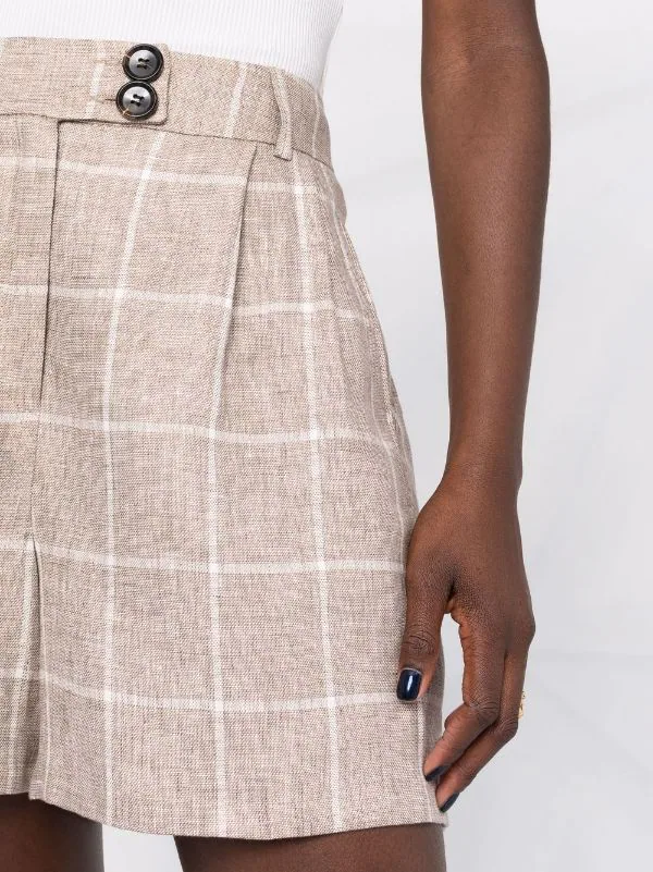 ( Positively Conscious ) 12 STOREEZ Short En Lin à Carreaux Femme 3 ( Positively Conscious ) 12 STOREEZ Short En Lin à Carreaux Femme – Image 3