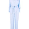 12 STOREEZ Combinaison Rayée à Manches Longues LIGHT BLUE