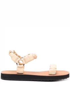 12 STOREEZ Sandales 20 Mm En Cuir à Fronces Femme