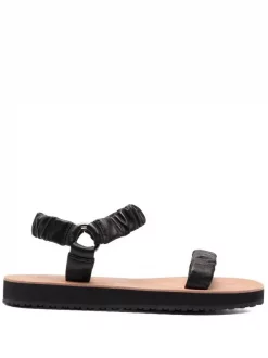 12 STOREEZ Sandales 20 Mm En Cuir à Fronces BLACK