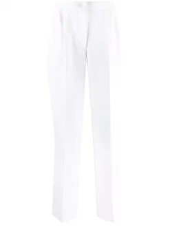 12 STOREEZ WHITE Pantalon Droit Ă Plis Femme
