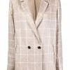 ( Positively Conscious ) 12 STOREEZ GREY BEIGE Blazer En Lin à Carreaux Femme