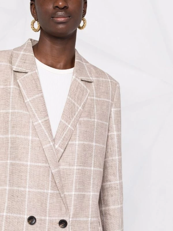 ( Positively Conscious ) 12 STOREEZ GREY BEIGE Blazer En Lin à Carreaux Femme 3 ( Positively Conscious ) 12 STOREEZ GREY BEIGE Blazer En Lin à Carreaux Femme – Image 3