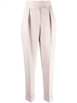 12 STOREEZ LIGHT BEIGE Pantalon Court à Taille Haute Femme
