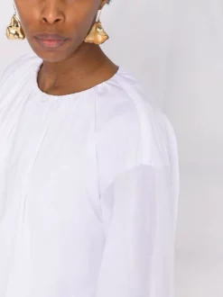 12 STOREEZ WHITE Blouse Froncée à Manches Longues Femme -12 STOREEZ Soldes Magasin 16840496 33604787 600