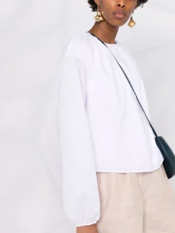 12 STOREEZ WHITE Blouse Froncée à Manches Longues Femme -12 STOREEZ Soldes Magasin 16840496 33606446 600