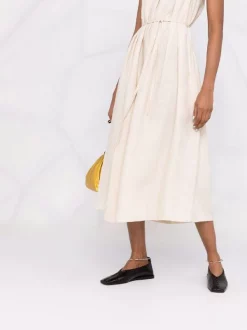 ( Positively Conscious ) 12 STOREEZ Robe Mi-longue Plissée En Lin IVORY -12 STOREEZ Soldes Magasin 16840498 33603895 600