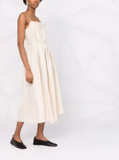 ( Positively Conscious ) 12 STOREEZ Robe Mi-longue Plissée En Lin IVORY -12 STOREEZ Soldes Magasin 16840498 33603909 600