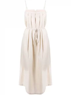 ( Positively Conscious ) 12 STOREEZ Robe Mi-longue Plissée En Lin IVORY