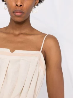 ( Positively Conscious ) 12 STOREEZ Robe Mi-longue Plissée En Lin IVORY -12 STOREEZ Soldes Magasin 16840498 33605047 600