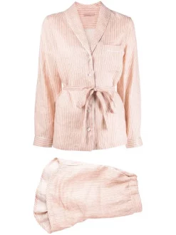 ( Positively Conscious ) 12 STOREEZ Pyjama En Lin Ă Rayures TERRACOTTA