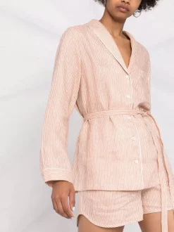 ( Positively Conscious ) 12 STOREEZ Pyjama En Lin à Rayures TERRACOTTA -12 STOREEZ Soldes Magasin 16840500 33605056 600