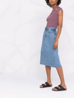 12 STOREEZ LIGHT BLUE Jupe Droite à Taille Haute Femme -12 STOREEZ Soldes Magasin 16840501 33651289 600