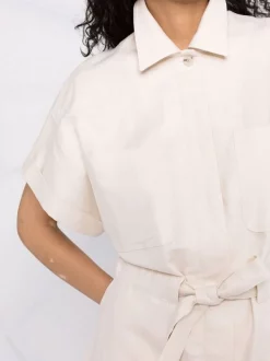 ( Positively Conscious ) 12 STOREEZ LIGHT BEIGE Combinaison En Lin à Taille Nouée Femme -12 STOREEZ Soldes Magasin 16840574 33645895 600