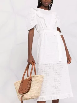 12 STOREEZ WHITE Robe Volantée à Broderie Anglaise Femme -12 STOREEZ Soldes Magasin 16840575 33646172 600