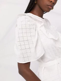 12 STOREEZ WHITE Robe Volantée à Broderie Anglaise Femme -12 STOREEZ Soldes Magasin 16840575 33646173 600