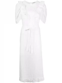 12 STOREEZ WHITE Robe Volantée à Broderie Anglaise Femme