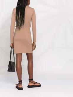 12 STOREEZ BEIGE Robe Courte à Découpe Femme -12 STOREEZ Soldes Magasin 16840799 33614267 600