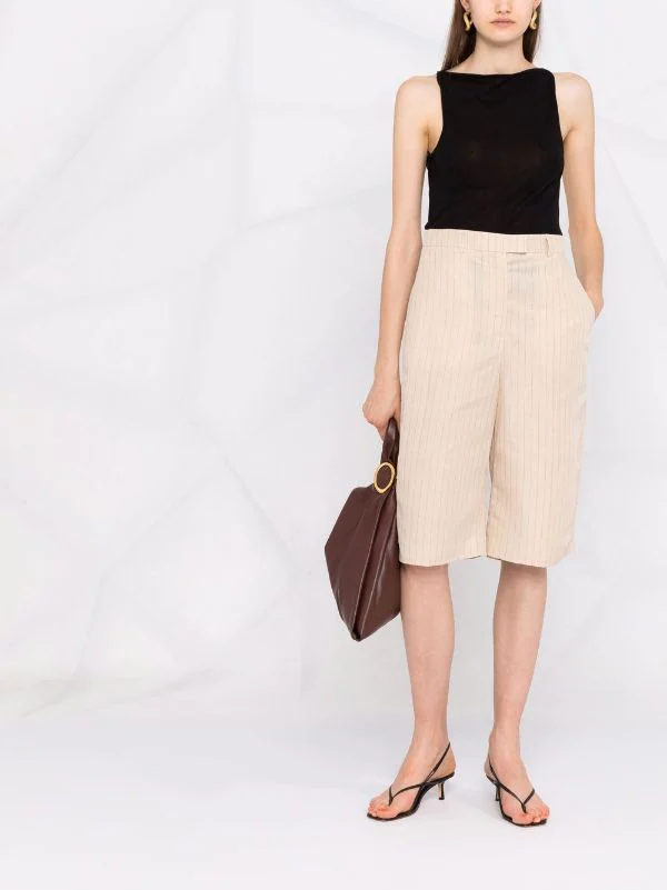 ( Positively Conscious ) 12 STOREEZ Bermuda à Rayures BEIGE 2 ( Positively Conscious ) 12 STOREEZ Bermuda à Rayures BEIGE – Image 2