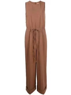 12 STOREEZ Combinaison Ceinturée à Design Sans Manches BROWN