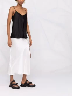 12 STOREEZ Jupe Mi-longue En Soie à Fente Femme -12 STOREEZ Soldes Magasin 16840814 33609939 600