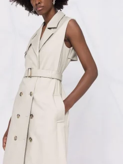 12 STOREEZ LIGHT OLIVE Robe Ceinturée à Design Sans Manches Femme -12 STOREEZ Soldes Magasin 16841241 33606528 600