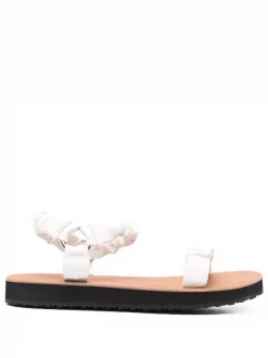 12 STOREEZ WHITE Sandales 20 Mm En Cuir Ă Fronces Femme