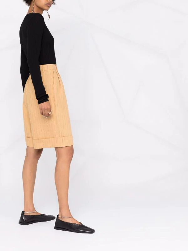 ( Positively Conscious ) 12 STOREEZ Short Rayé En Lin à Taille Haute Femme 4 ( Positively Conscious ) 12 STOREEZ Short Rayé En Lin à Taille Haute Femme – Image 4