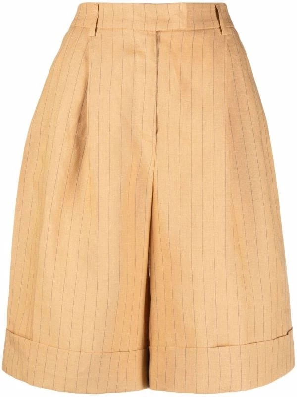 ( Positively Conscious ) 12 STOREEZ Short Rayé En Lin à Taille Haute Femme 1 ( Positively Conscious ) 12 STOREEZ Short Rayé En Lin à Taille Haute Femme