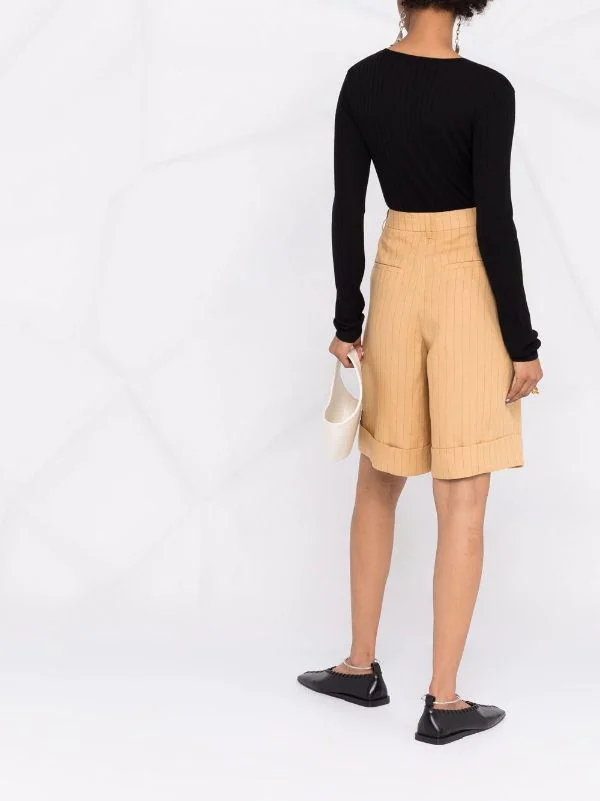 ( Positively Conscious ) 12 STOREEZ Short Rayé En Lin à Taille Haute Femme 6 ( Positively Conscious ) 12 STOREEZ Short Rayé En Lin à Taille Haute Femme – Image 6