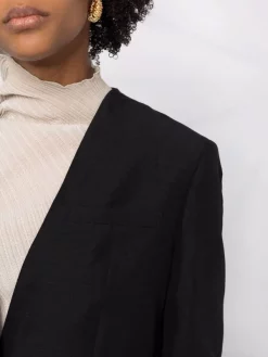 ( Positively Conscious ) 12 STOREEZ Blazer à Design Sans Col BLACK -12 STOREEZ Soldes Magasin 16841588 33643862 600