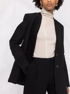 ( Positively Conscious ) 12 STOREEZ Blazer à Design Sans Col BLACK -12 STOREEZ Soldes Magasin 16841588 33645265 600