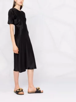 12 STOREEZ BLACK Robe Mi-longue à Col V Au Dos Femme -12 STOREEZ Soldes Magasin 16841592 33609507 600