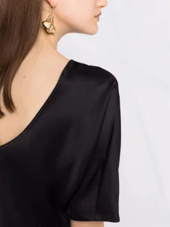 12 STOREEZ BLACK Robe Mi-longue à Col V Au Dos Femme -12 STOREEZ Soldes Magasin 16841592 33611809 600