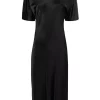 12 STOREEZ BLACK Robe Mi-longue à Col V Au Dos Femme