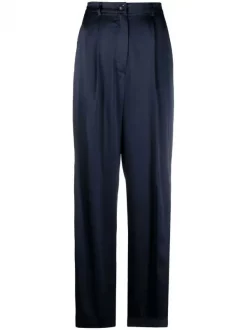 12 STOREEZ Pantalon Ample En Soie Femme