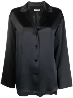 12 STOREEZ BLACK Chemise à Col Ouvert Femme