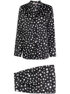 12 STOREEZ BLACK Ensemble Veste-short à Fleurs Femme