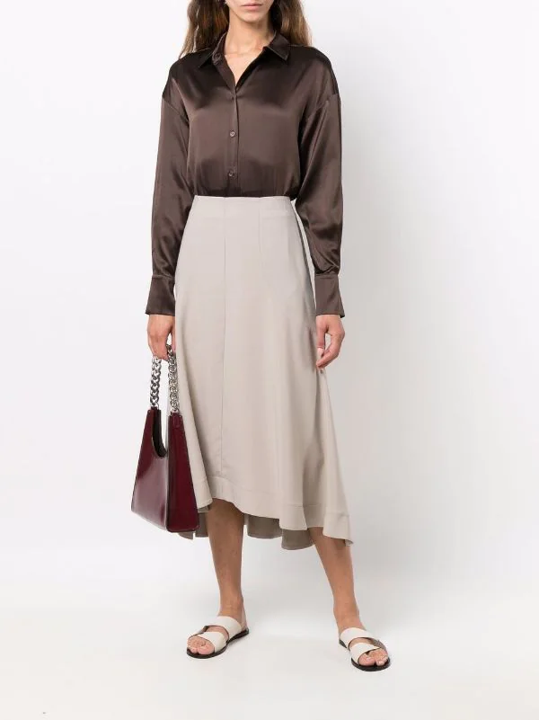 12 STOREEZ GREY BEIGE Jupe évasée à Design Asymétrique Femme 2 12 STOREEZ GREY BEIGE Jupe évasée à Design Asymétrique Femme – Image 2